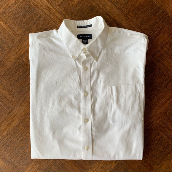 Lands' End Shirts Lands End No Iron Pinpoint Oxford White 6536